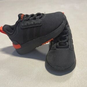 Adidas Kids Sneakers in Black with Orange Highlights